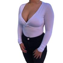 Body Decote V Cruzado manga longa transpassado Premium com bojo não junta bolinhas bojo embutido Body Decote V Cruzado manga longa transpassado Premium com bojo não junta bolinhas bojo embutido