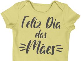 Body do Bebê Colorido Feliz Dia das Mães Amarelo Bebê Body do Bebê Colorido Feliz Dia das Mães Amarelo Bebê