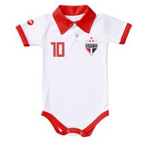 Body do São Paulo Camisa Polo Tricolor Roupinha de Bebê SPFC