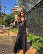 body dress manga longa rendado preto M