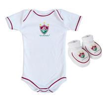 Body e Pantufa Fluminense Branco Torcida Baby