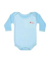 Body em Algodão Listrado Azul Bebê e Branco Masculino Body em Algodão Listrado Azul Bebê e Branco Masculino
