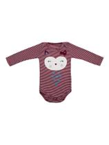 Body em Algodão Listrado Estampado Gatinha e Corações Laço Body em Algodão Listrado Estampado Gatinha e Corações Laço