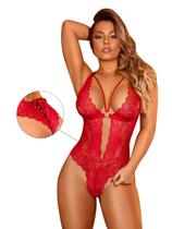 Body em Renda Lacradora Lingerie com Decote Vazado