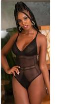 Body Em Tule E Renda Com Detalhe Em Elastico Em Pedras