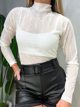 Body em Tule Manga Longa Ondas Mirela Ref. 1525