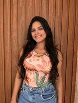 Body Estampado Tecido Suplex Gola Redonda Crisconf Cor:BrancoTamanho:M