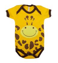 Body Fantasia de Bebê Suedine 100% Algodão Girafa