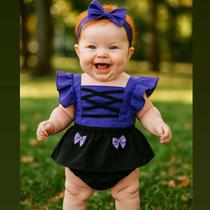 Body Fantasia Festa Bebê Halloween BB Bruxinha Romper Menina Body Fantasia Festa Bebê Halloween BB Bruxinha Romper Menina