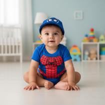 Body Fantasia Heroi Bebe Aranha Boina Mêsversário Body Fantasia Heroi Bebe Aranha Boina Mêsversário