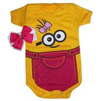 Body Fantasia Minions Bebê Feminino Lacinho