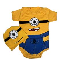 Body Fantasia Minions Bebê Feminino Masculino Touca Lacinho Body Fantasia Minions Bebê Feminino Masculino Touca Lacinho