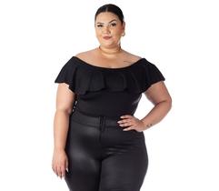 Body Feminino Babado Adulto Ombro A Ombro Country Ciganinha Plus Size Collant Bory Suplex