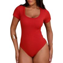 Body Feminino Básico Liso Decotado Manga Curta Canelado Body Feminino Básico Liso Decotado Manga Curta Canelado