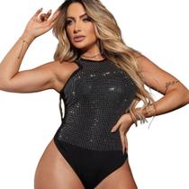 Body Feminino Blusa Regata Com Brilho Strass Luxo Novidade Body Feminino Blusa Regata Com Brilho Strass Luxo Novidade