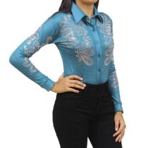 Body Feminino Bordado com Stras Verde Country City 36653