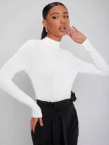 Body feminino cacharrel gola alta manga longa basico