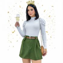Body Feminino Canelado Manga Longa Princesa Bufante Gola Body Feminino Canelado Manga Longa Princesa Bufante Gola