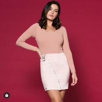 Body feminino canelado rose - tam m cod 4921