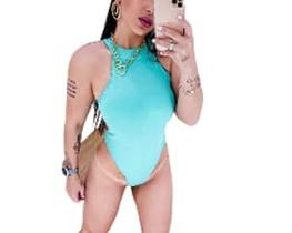 Body feminino cavado gola alta fashion