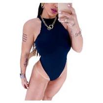 Body feminino cavado gola alta fashion