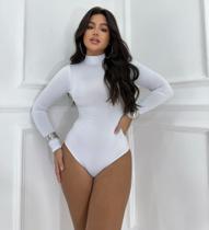Body feminino collant gola alta manga longa