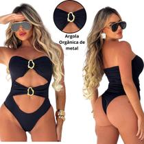 Body Feminino Collant Maio Com Fivela sem alça Moda Verão Suplex Com Poliamida Moda Fashion Casual Elegante