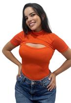 Body Feminino Com Decote, Manga Curta Com Bojo Body Feminino Com Decote, Manga Curta Com Bojo