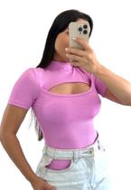 Body Feminino Com Decote, Manga Curta Com Bojo Body Feminino Com Decote, Manga Curta Com Bojo