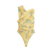 Body Feminino de Malha com Estampa Leopardo - Ombro a Ombro, Sem Mangas, Tule e Modelagem Justa