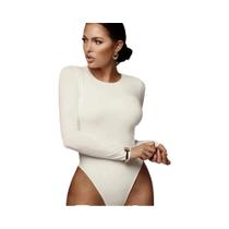 Body Feminino De Manga Longa Em Branco, Preto E Cinza, Casual E Sexy Para Outono E Inverno