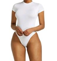Body Feminino Decote Redondo Manga Curta Blusa Verão Gola Caréca com Fecho Body Feminino Decote Redondo Manga Curta Blusa Verão Gola Caréca com Fecho