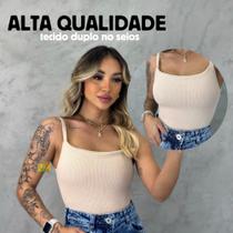 Body Feminino Decote Reto Alcinha Fina Anarruga com Forro CasualBory PRETO - Mix Utilidades