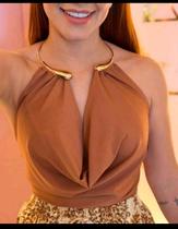 Body Feminino Elegante Suplex com Argola Dourada Conforto e Estilo Moderno.