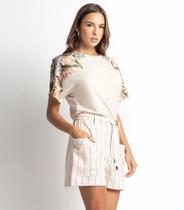 Body Feminino Flores Endless Bege