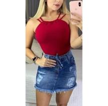 Body feminino franzido alça dupla