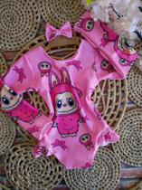 Body Feminino Infantil De Verão Proteção Uv50+ Manga Longa Tam Unico Veste 3/5 anos