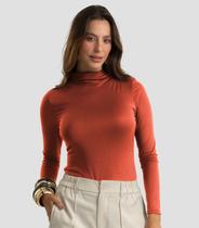 Body Feminino Malha Delicate Com Gola Alta Dianna Laranja Body Feminino Malha Delicate Com Gola Alta Dianna Laranja