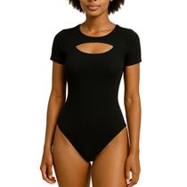 Body Feminino Manga Curta Com Bojo Decote Bubble Básico 1Und