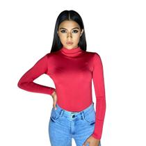 Body feminino manga longa gola alta moda chique veste bem suplex