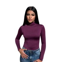 Body feminino manga longa gola alta moda chique veste bem suplex