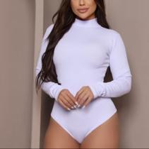 Body Feminino Manga Longa Gola Alta Tendência Outono