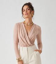 Body Feminino Manga Longa Transpassado Atendencia Bege Body Feminino Manga Longa Transpassado Atendencia Bege