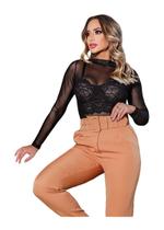 Body Feminino Manga Longa Tule Preto Frio - Ibiza Body Feminino Manga Longa Tule Preto Frio - Ibiza