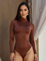 Body feminino moda gringa básico e estiloso tendencia com manga longa e gola alta suplex mais vendido