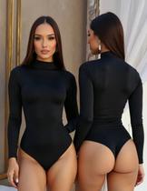 Body feminino moda gringa básico e estiloso tendencia com manga longa e gola alta suplex mais vendido