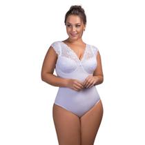 Body Feminino Modelador Plus Size Com Renda E Bojo