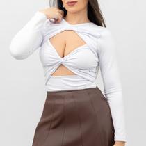 Body Feminino Moderno Manga Longa Recorte Frontal Confortável