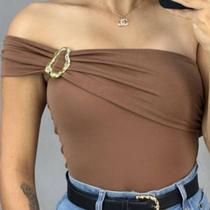 Body Feminino Ombro com Fivela Poliamida Suplex Look Elegante Orgânico bori body Verão Elegante