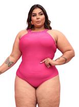 Body feminino plus size poliéster cavado alça trança regulagem com bojo